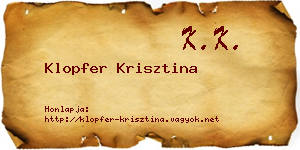 Klopfer Krisztina névjegykártya