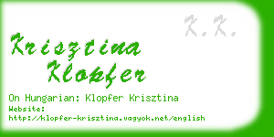 krisztina klopfer business card